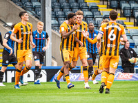 Mallik Wilks of Hull City FC celebrates scoring during the Sky Bet League 1 match between Rochdale and Hull City at Spotland Stadium, Rochda...