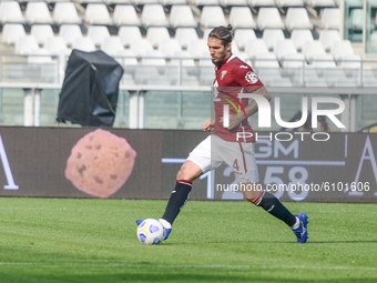during the Serie A football match between Torino FC and Cagliari Calcio at Olympic Grande Torino Stadium on October 18, 2020 in Turin, Italy...