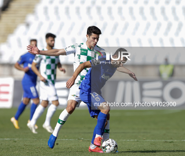 Tiago Esgaio of Belenenses SAD in action during the Liga NOS match between Belenenses SAD and Moreirense FC at Jamor Stadium on October 18,...
