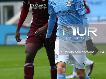   City’s Cole Palmer during the Premier League 2 match between Manchester City and Leicester City at the  Academy Stadium, Manchester, Engla...