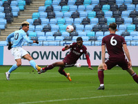  Citys Felix Nmecha has a shot during the Premier League 2 match between Manchester City and Leicester City at the  Academy Stadium, Manches...