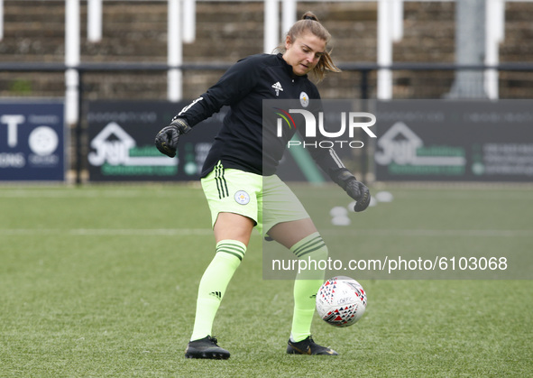 Demi Lambourne of Leicester City Women during the pre-match warm-up  during FA Women's Championship between Crystal Palace Women and Leicest...