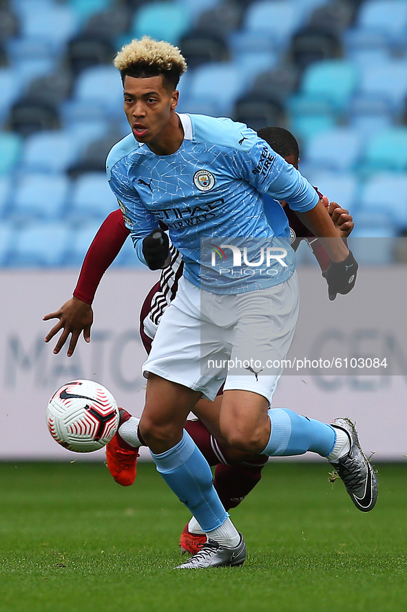  Manchester Citys Felix Nmecha during the Premier League 2 match between Manchester City and Leicester City at the  Academy Stadium, Manches...