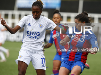 L-R Paige Bailey-Gayle of Leicester City Women and Ffion Morgan of Crystal Palace Womenl during FA Women's Championship between Crystal Pala...