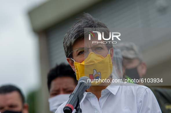 Former mayor of Bogota, Claudia Lopez takes part at the Indigenous Minga National Protest In Bogota, Colombia, on October 18, 2020. Thousand...
