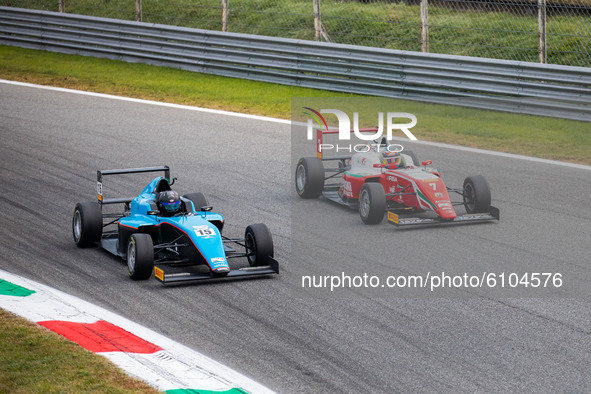 Wisnicki Piotr 15 of Jenzer Motorsport and Beganovic Dino of Prema Powerteam drives during the Italian F4 Championship at Autodromo di Monza...