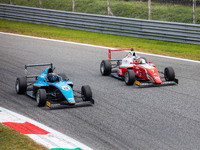 Wisnicki Piotr 15 of Jenzer Motorsport and Beganovic Dino of Prema Powerteam drives during the Italian F4 Championship at Autodromo di Monza...