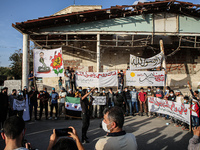Syrians demonstrate in support of the Prophet Muhammad in the city of Idlib, northern Syria, against the backdrop of an insulting campaign a...