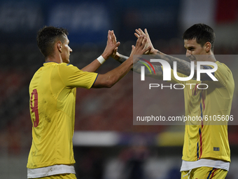 George Ganea and Dennis Man of Romania U21 celebrate during  the soccer match between Romania U21 and Malta U21 of the Qualifying Round for...