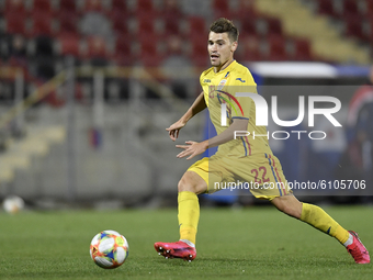 Darius Olaru of Romania U21 in action during the soccer match between Romania U21 and Malta U21 of the Qualifying Round for the European Und...