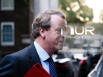 Secretary of State for Scotland Alister Jack, Scottish Conservative Party MP for Dumfries and Galloway, arrives on Downing Street for the we...