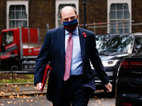Secretary of State for Defence Ben Wallace, Conservative Party MP for Wyre and Preston North, arrives on Downing Street wearing a face mask...