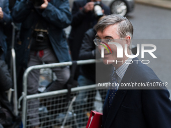 Lord President of the Council and Leader of the House of Commons Jacob Rees-Mogg arrives in Downing Street in central London to attend Cabin...