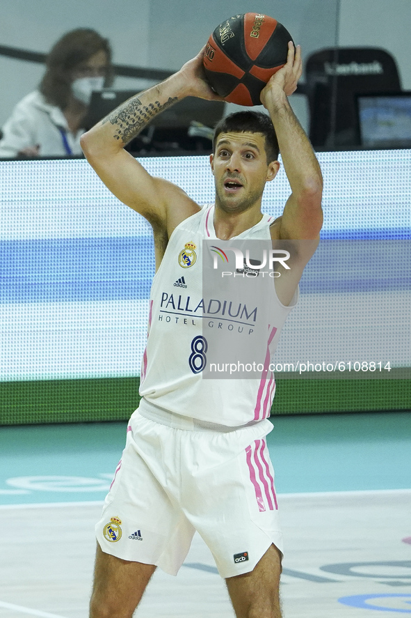 Nicols Laprovittola   of Real Madrid in action during the Spanish league, Liga Endesa ACB, basketball match played between Real Madrid Balon...