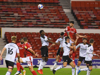 
Tobias Figueiredo of Nottingham Forest heads at goal during the Sky Bet Championship match between Nottingham Forest and Rotherham United a...