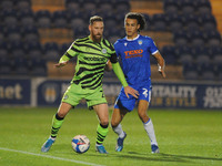 Colchesters Miles Welch-Hayes and Forest Greens Scott Wagstaff during the Sky Bet League 2 match between Colchester United and Forest Green...