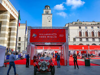 Start of the 'Mille Miglia' red carpet historic cars in Vittoria Square, Brescia, Italy on October 21, 2020. Although the departure is still...