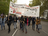 Demonstration during a protest to ask for improvements for students of Universities and Research Centers after Covid-19 in Madrid,  Spain, o...