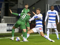 QPRs Domonic Ball wins a tackle during the Sky Bet Championship match between Queens Park Rangers and Preston North End at Loftus Road Stadi...