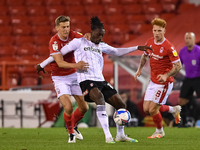 
Ryan Yates of Nottingham Forest battles with Freddie Ladapo of Rotherham United uring the Sky Bet Championship match between Nottingham For...