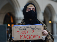 Pro-Choice activists seen in the center of Krakow, part of the Coronavirus Red Zone, during a protest against a proposed law that prohibits...