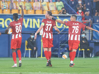 Olarenwaju Kayode of Sivasspor celebrates a goal during the Europa League Group I mach between Villarreal and Sivasspor at Estadio de la Cer...