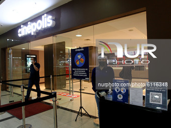 Cinepolis Cinema reopens at the Tamini Square in Jakarta, Indonesia, on October 21, 2020. Some cinemas in the Indonesian capital reopened wi...
