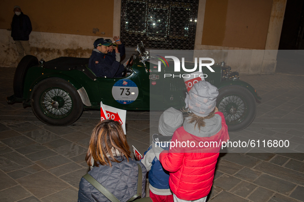 The passage of the historic parade of the ''Mille Miglia'' which started from Brescia and headed for Rome, in Rieti, Italy, on October 23, 2...