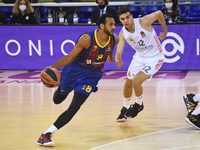 Adam Hanga and Carlos Alocen during the match between FC Barcelona and Real Madrid, corresponding to the week 5 of the Euroleague, played at...
