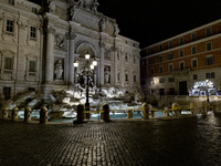 A view of Fontana di Trevi, Rome, Italy, on October 23, 2020 amid the nightly curfew due the COVID-19 pandemic. Local authorities imposed in...