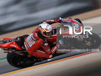 Andrea Dovizioso (4) of Italy and Ducati Teamduring the free practice for the MotoGP of Teruel at Motorland Aragon Circuit on October 23, 20...
