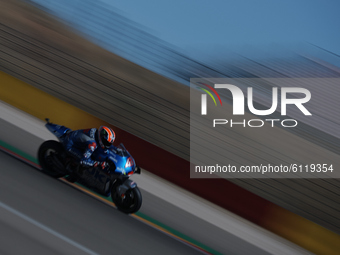Alex Rins (42) of Spain and Team Suzuki Ecstar during the qualifying for the MotoGP of Teruel at Motorland Aragon Circuit on October 24, 202...