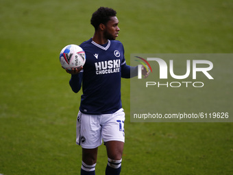  Mahlon Romeo of Millwall during Sky Bet Championship between Millwall and of Barnsley at The Den Stadium, London on 24th October, 2020 (