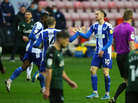 Wigans Will Keane celebrates making it 1-1 during the Sky Bet League 1 match between Wigan Athletic and Plymouth Argyle at the DW Stadium, W...