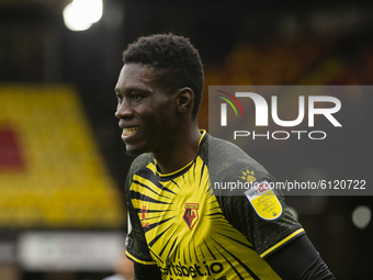 Ismaila Sarr of Watford  during the Sky Bet Championship match between Watford and Bournemouth at Vicarage Road, Watford on Saturday 24th Oc...
