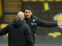 Watford Manager Vladimir Ivic disagreeing with the fourth official  during the Sky Bet Championship match between Watford and Bournemouth at...