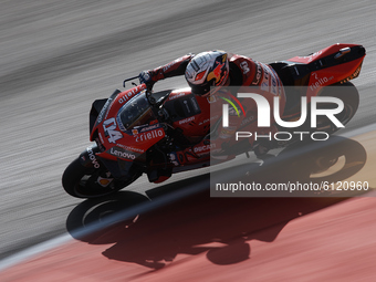 Andrea Dovizioso (4) of Italy and Ducati Teamduring the qualifying for the MotoGP of Teruel at Motorland Aragon Circuit on October 24, 2020...