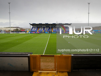 A general view of the inside the stadium during the Sky Bet League 2 match between Barrow and Walsall at the Holker Street, Barrow-in-Furnes...