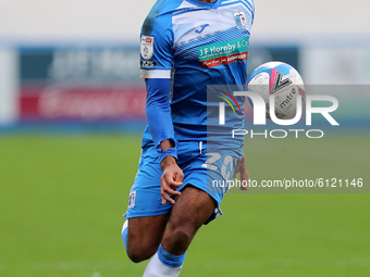 Dior Angus of Barrow during the Sky Bet League 2 match between Barrow and Walsall at the Holker Street, Barrow-in-Furness on Saturday 24th O...