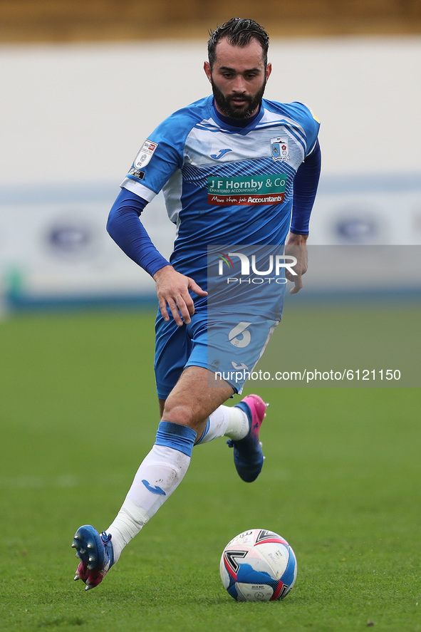 Sam Hird of Barrow during the Sky Bet League 2 match between Barrow and Walsall at the Holker Street, Barrow-in-Furness on Saturday 24th Oct...