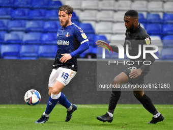Oldham Athletic's Conor McAleny and Port Vale's David Amoo in action during the Sky Bet League 2 match between Oldham Athletic and Port Vale...