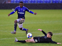 Oldham Athletic's Dylan Fage and Port Vale's Tom Conlon in action during the Sky Bet League 2 match between Oldham Athletic and Port Vale at...