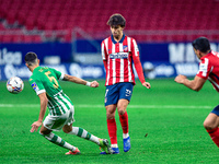 Joao Felix and Marc Bartra during La Liga match between Atletico de Madrid and Real Betis at Wanda Metropolitano on October 18, 2020 in Madr...