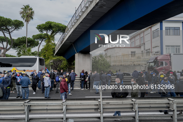 Whirpool Employees protest against the closer fabric in Naples, Italy on October 28, 2020  