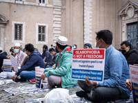 Muslim faithfuls attend prayer organised by the Muslim community in the city centre near the French Embassy to protest against the cartoons...