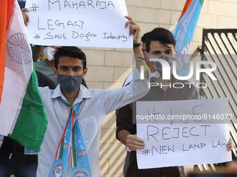 Outrage continues in Jammu city against the Newly enforced Land law for Jammu and Kashmir, NSUI student wing Protested infront of Maharaja H...