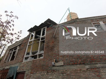 A house where the enconter took place is seen in Rangreth area of Srinagar outskirts, India on November 01, 2020. Inspector General of Polic...