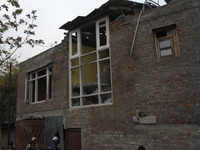 View of damaged residential house in Rangreth area on the outskirts of Srinagar, Kashmir on 01 November 2020. Top millitant commander of hiz...