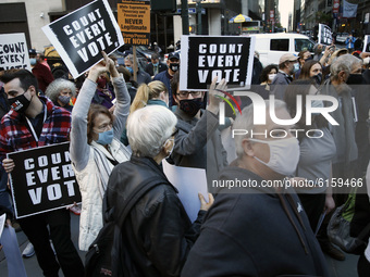 Demonstrators have turned out in Midtown on November 4, 2020 in New York City USA. Democratic and socialist organizations around the US want...