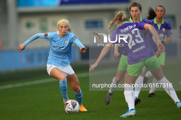  Citys Chloe Kelly  during the Barclays FA Women's Super League match between Manchester City and Bristol City at the Academy Stadium, Manch...